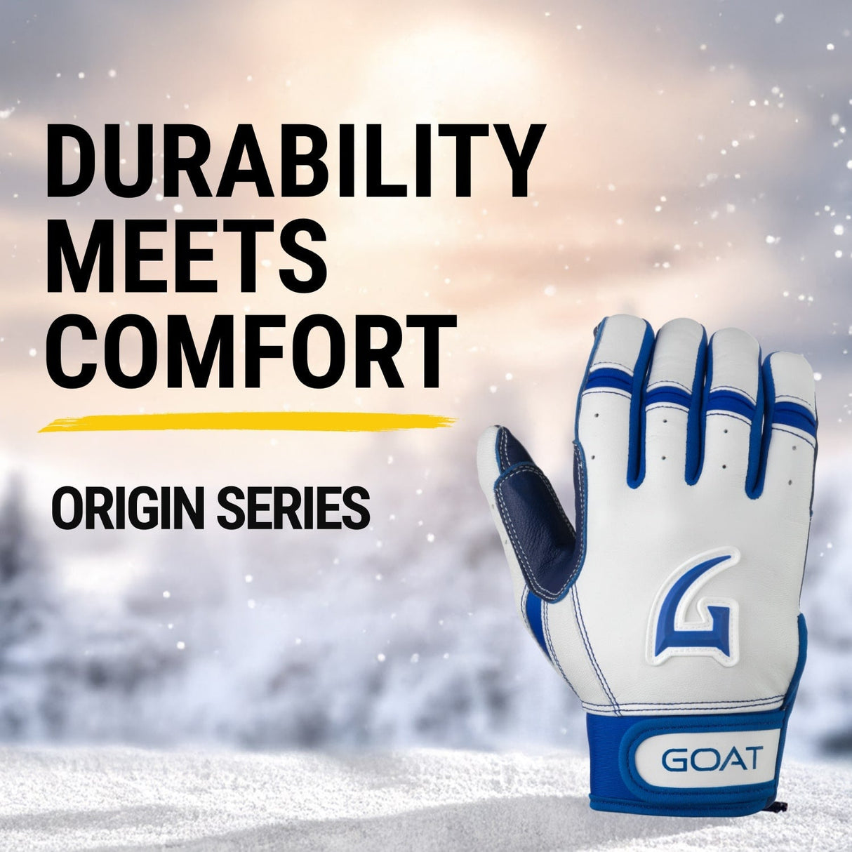 Origin Series Short Cuff White and Royal Blue Batting Gloves