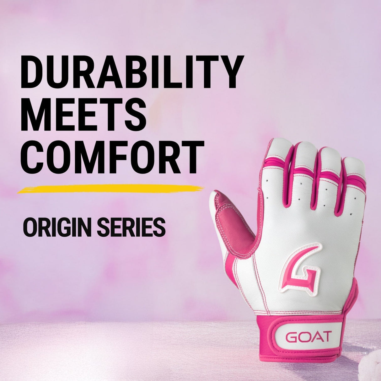 Origin Series Short Cuff White and Pink Batting Gloves