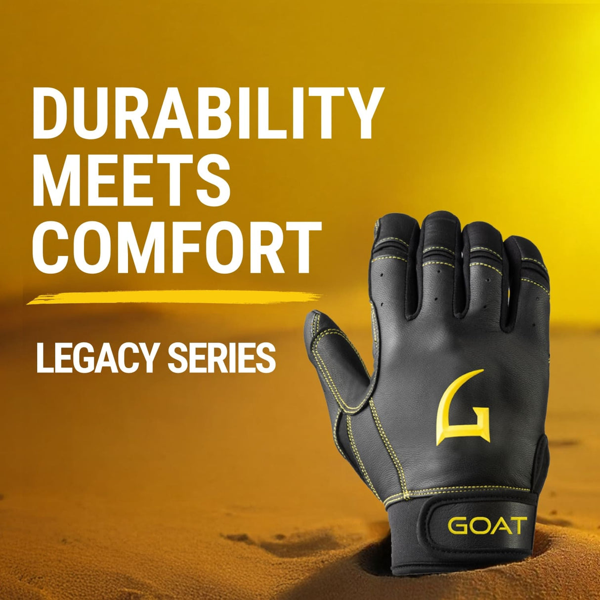 Legacy Series Short Cuff Black and Yellow Batting Gloves