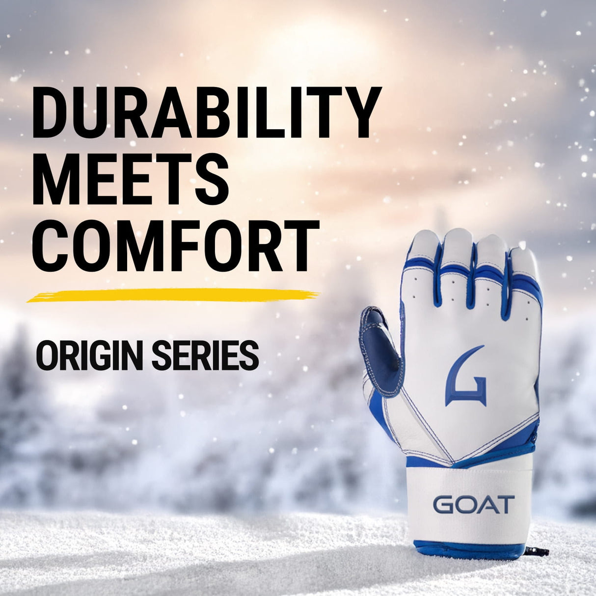 Origin Series Long Cuff White & Royal Blue Batting Gloves