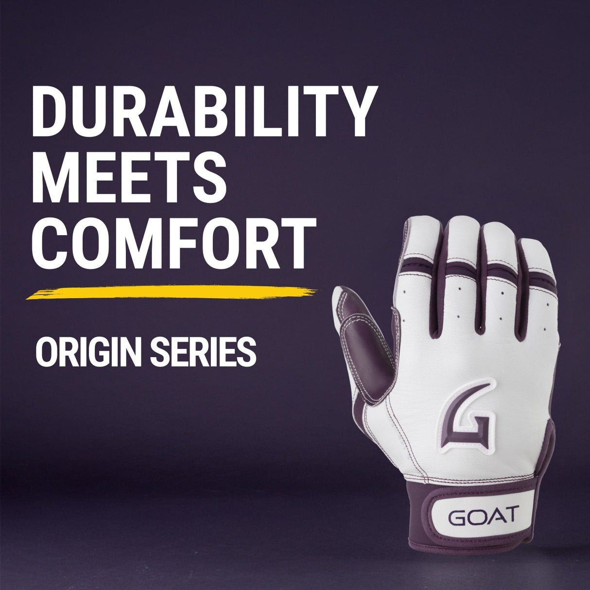 Origin Series Short Cuff White and Purple Batting Gloves