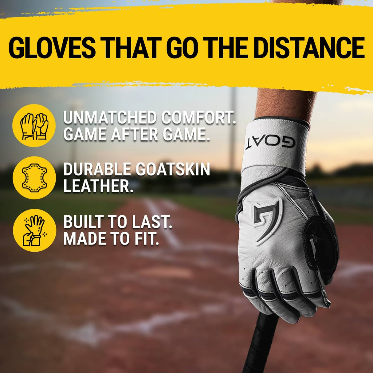 Origin Series Long Cuff White and Black Batting Gloves