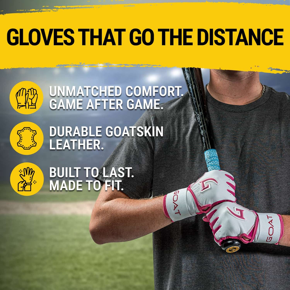 Origin Series Long Cuff White and Pink Batting Gloves