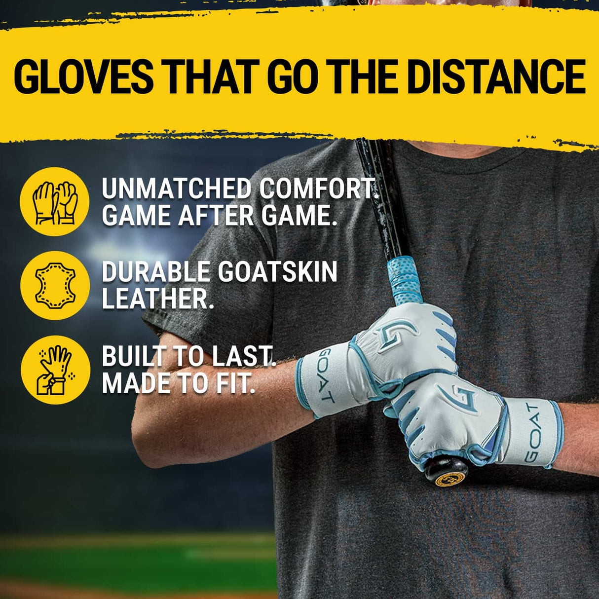 Origin Series Long Cuff White and Electric Blue Batting Gloves