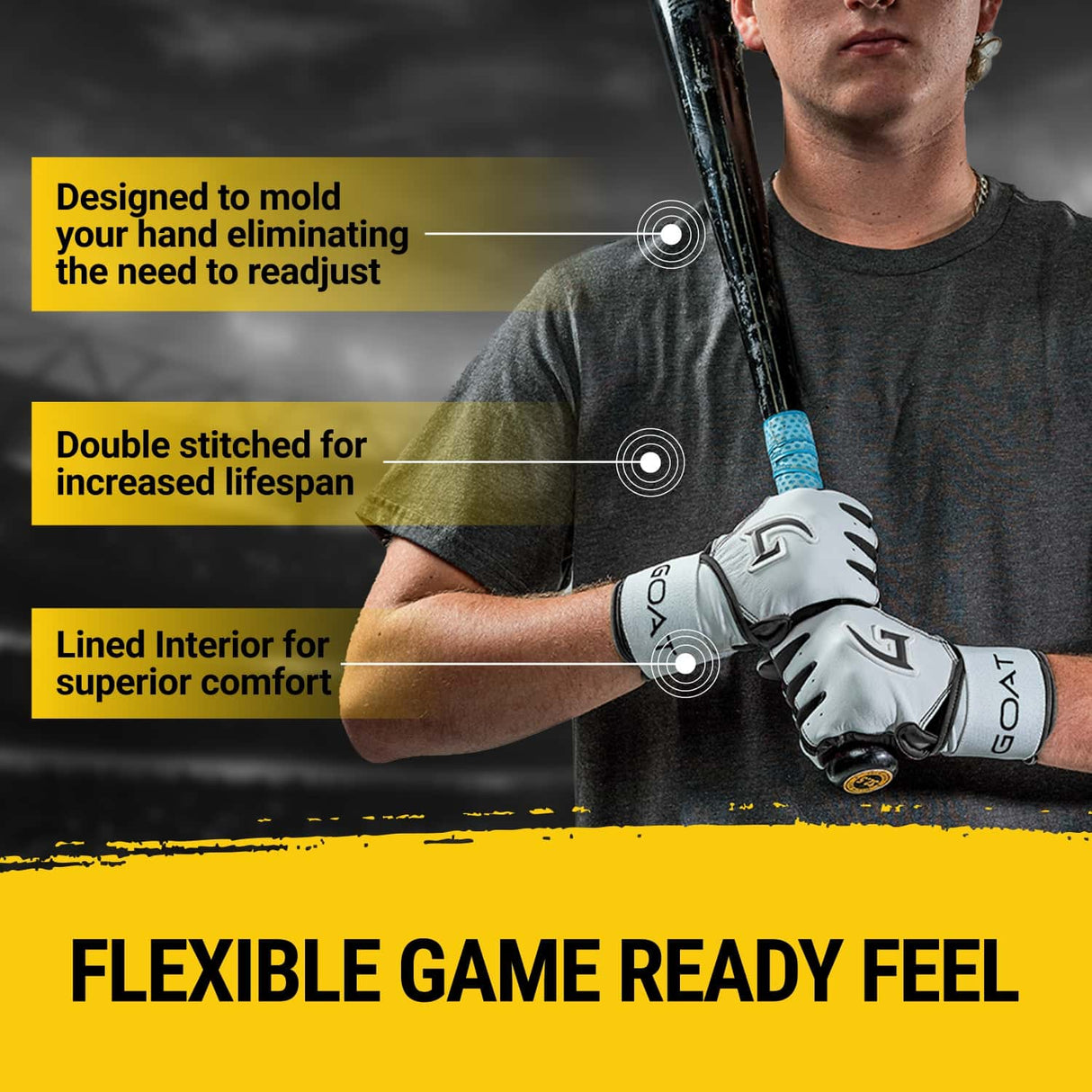 Origin Series Long Cuff White and Black Batting Gloves