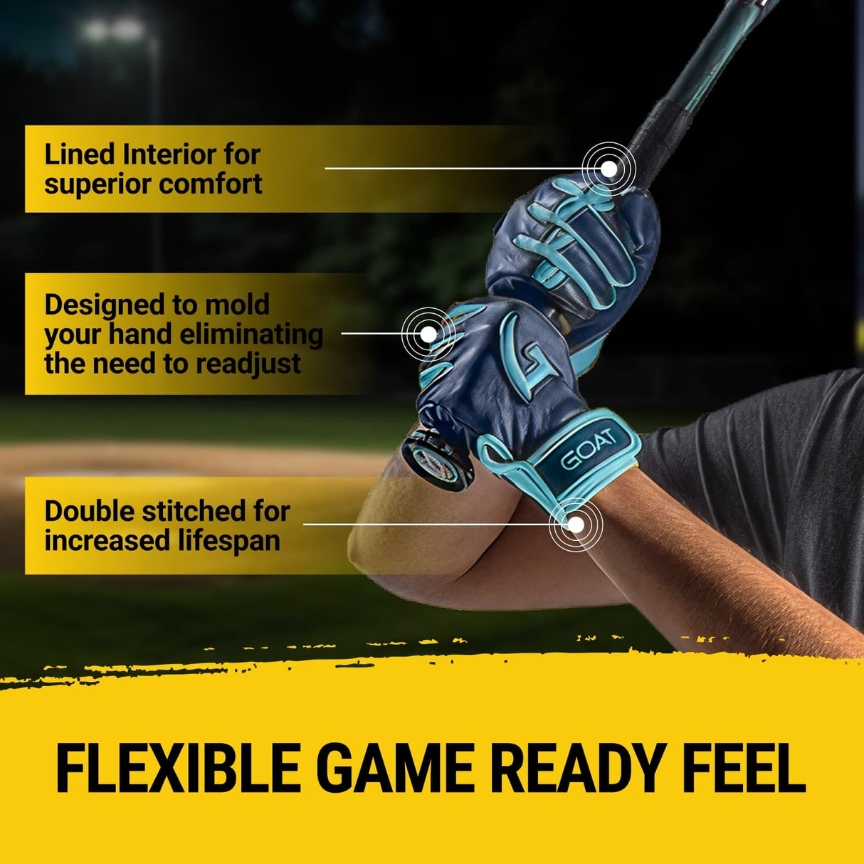 Legacy Series Short Cuff Navy Blue and Powder Blue Batting Gloves