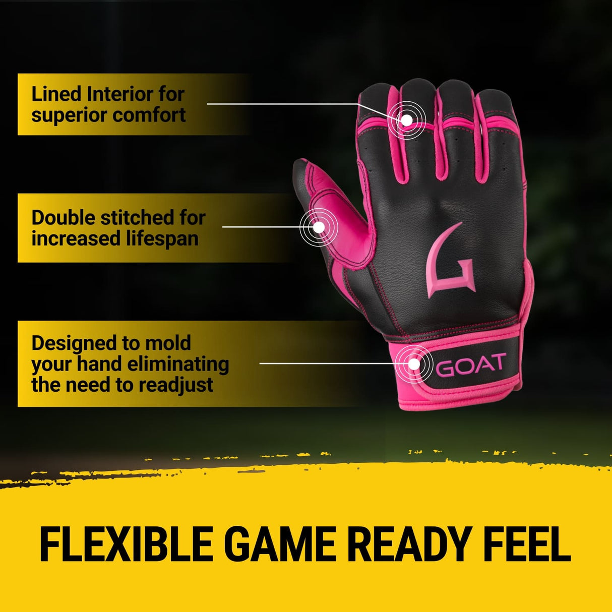 Origin Series Short Cuff Black and Pink Batting Gloves