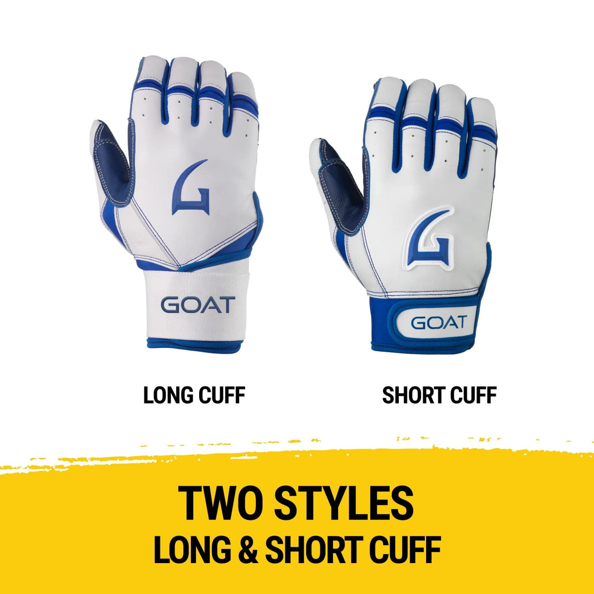 Origin Series Long Cuff White & Royal Blue Batting Gloves