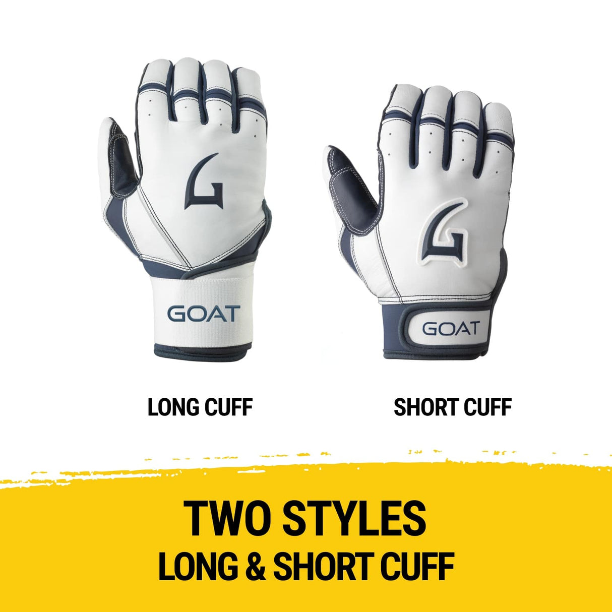 Origin Series Long Cuff White and Navy Blue Batting Gloves