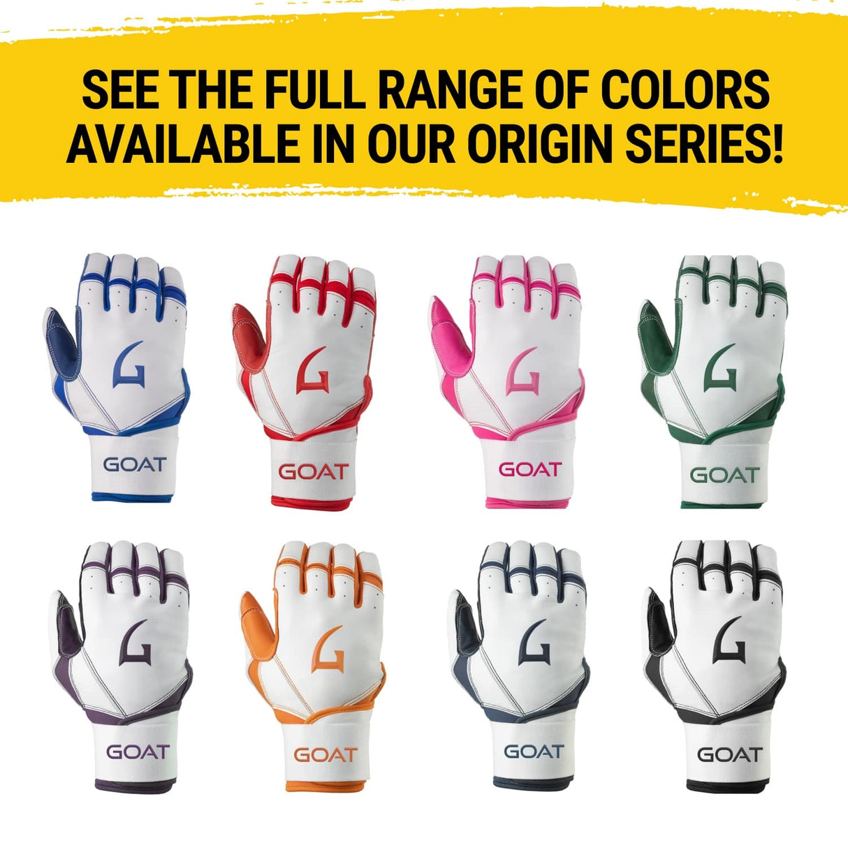 Origin Series Long Cuff White and Orange Batting Gloves