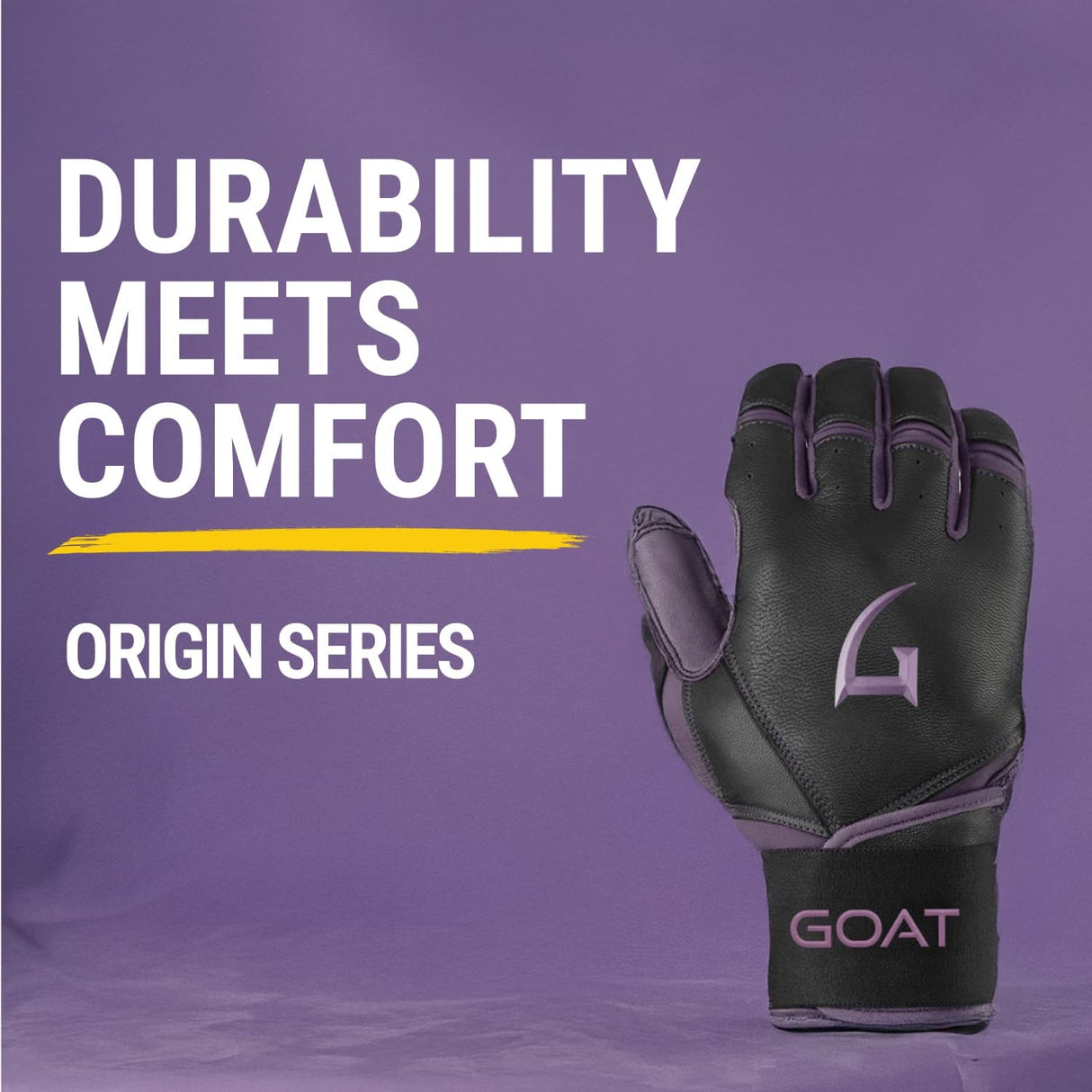 Origin Series Long Cuff Black and Purple Batting Gloves