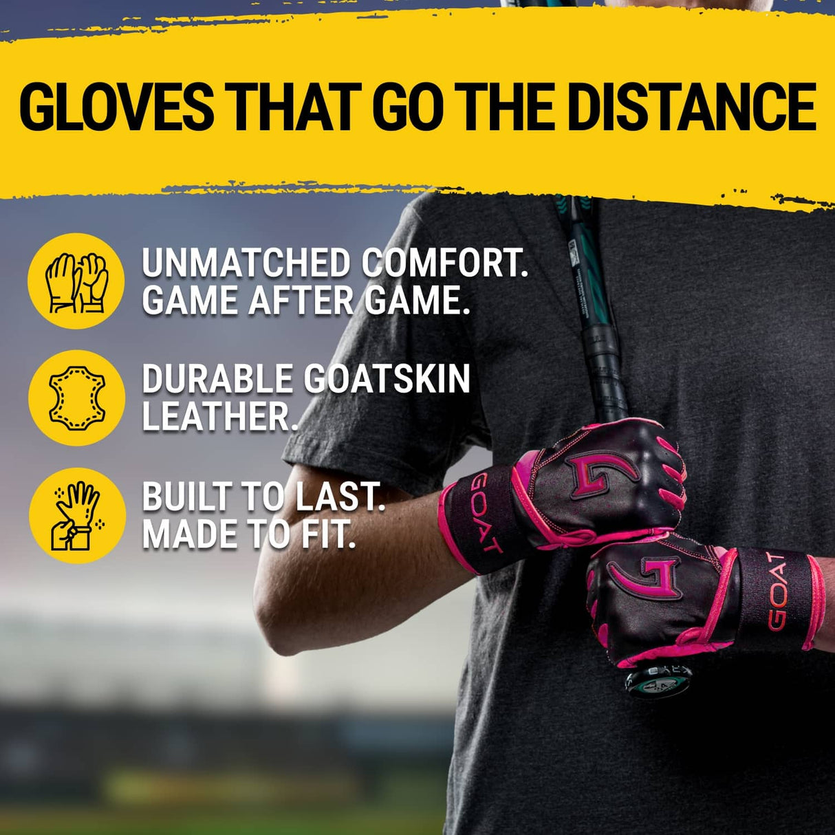 Origin Series Long Cuff Black and Pink Batting Gloves
