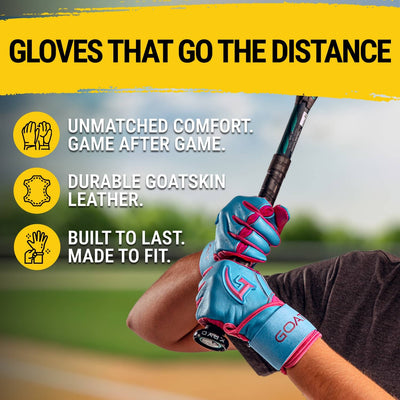 Legacy Series Long Cuff Electric Blue and Pink Batting Gloves