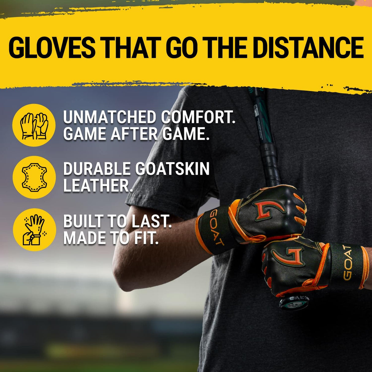 Origin Series Long Cuff Black and Orange Batting Gloves