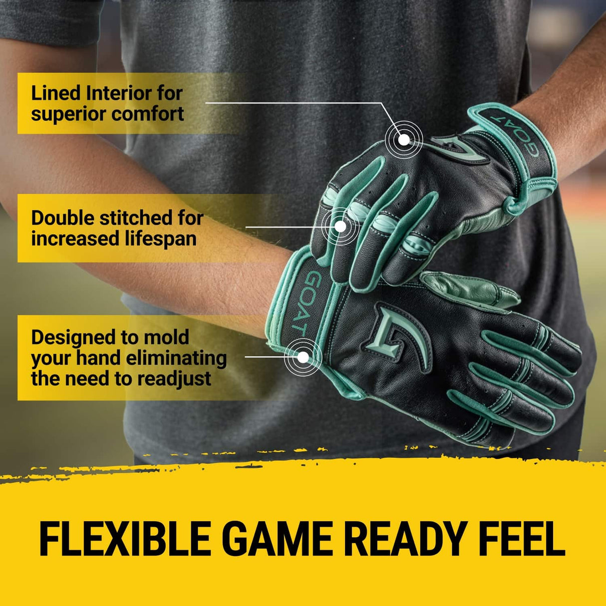 Origin Series Long Cuff Black and Mint Batting Gloves