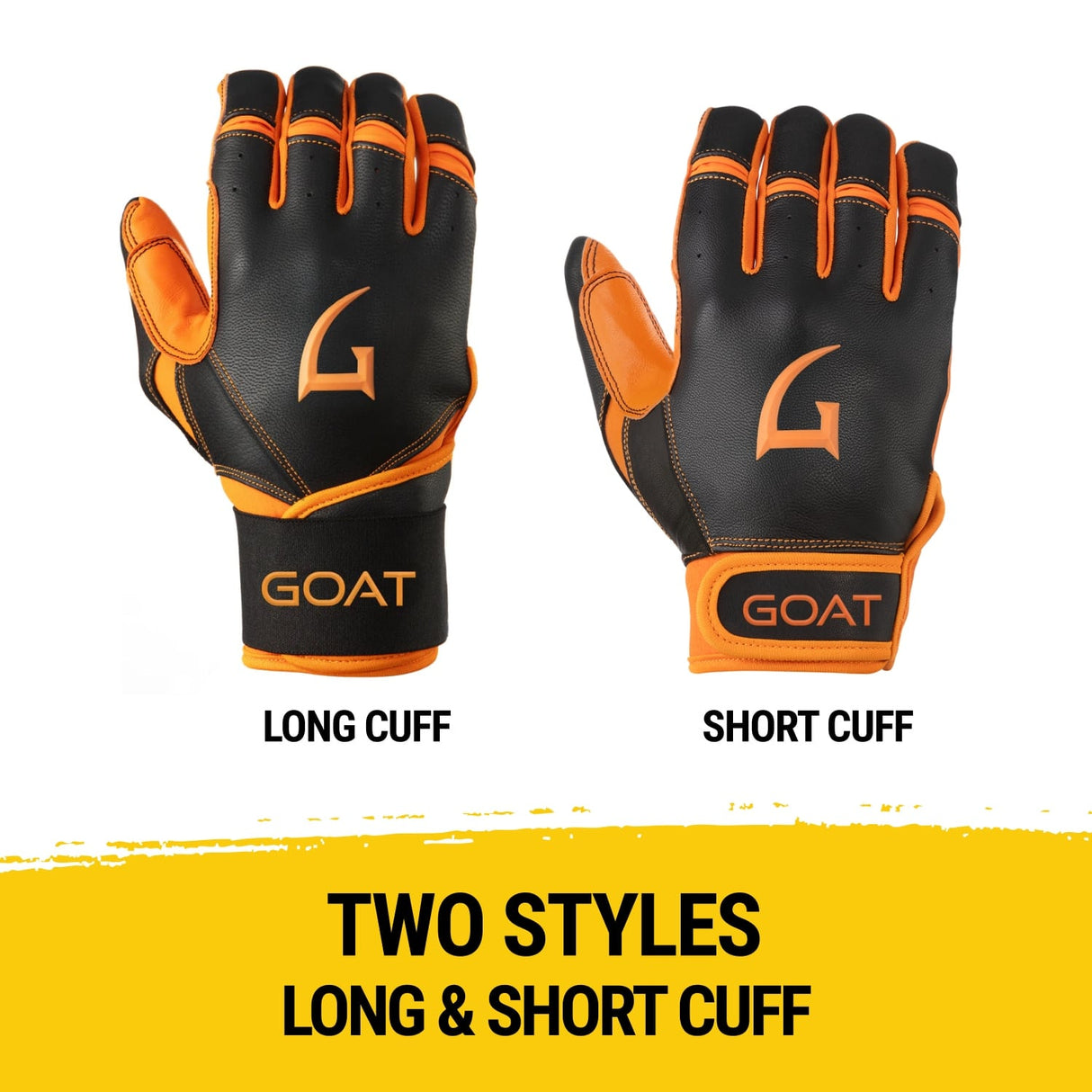 Origin Series Long Cuff Black and Orange Batting Gloves