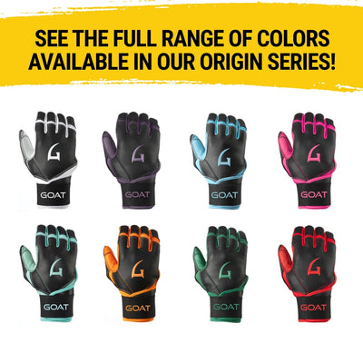 Origin Series Long Cuff Black and Green Batting Gloves