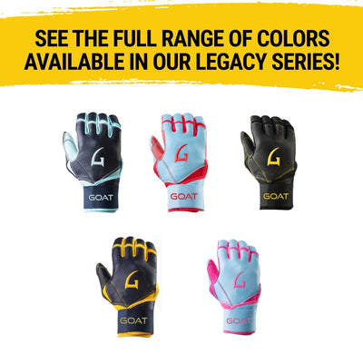 Legacy Series Long Cuff Black and Yellow Batting Gloves