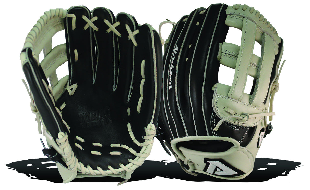Akadema torino fielder's mitt in black and grey