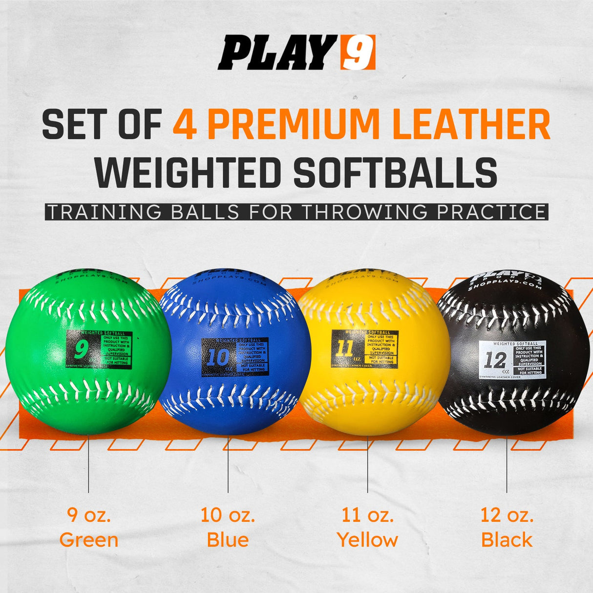 12" Softball Leather Weighted Balls