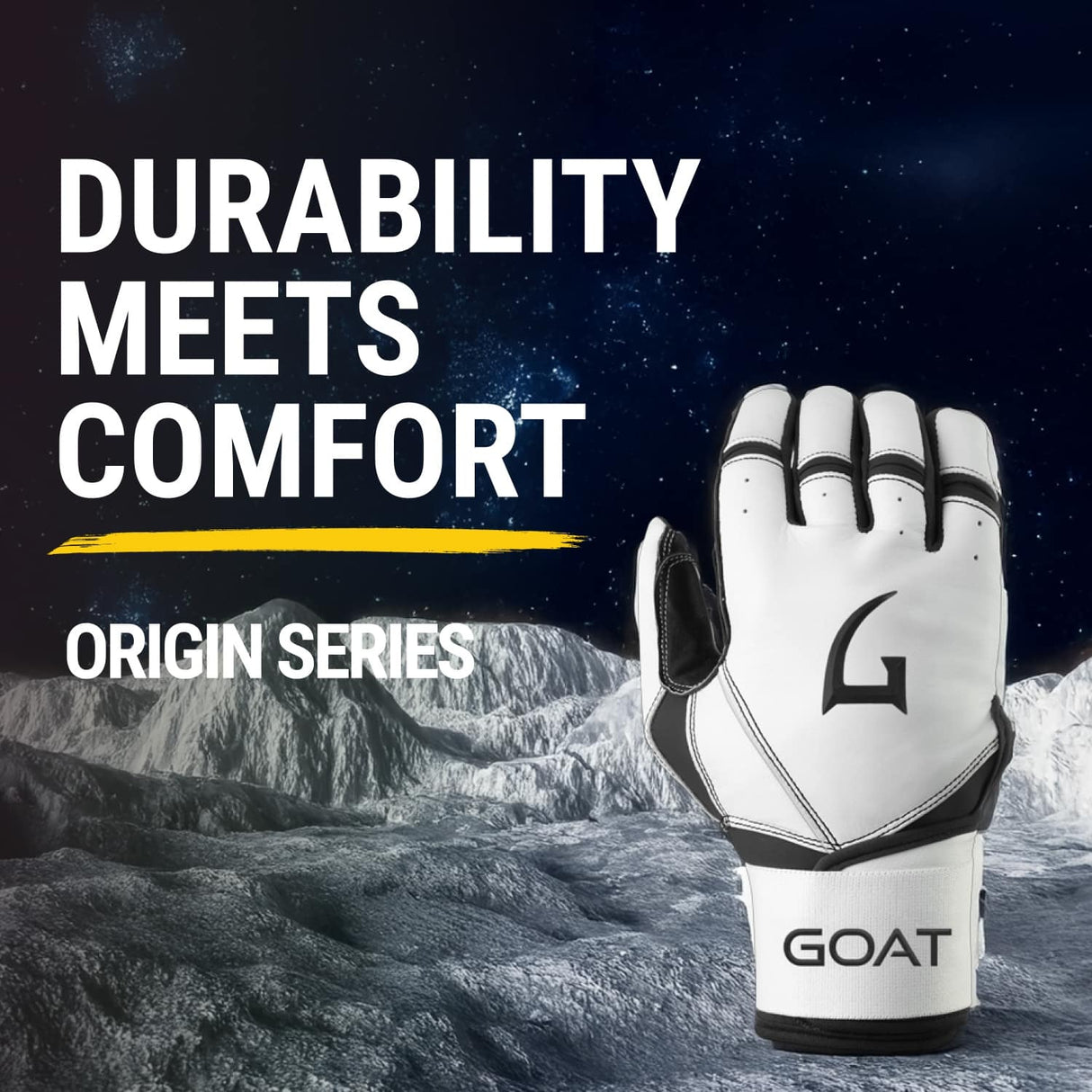 Origin Series Long Cuff White and Black Batting Gloves
