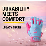 Legacy Series Short Cuff Electric Blue and Pink Batting Gloves