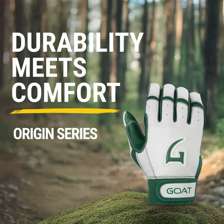 Origin Series Short Cuff White and Green Batting Gloves