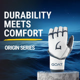 Origin Series Long Cuff White and Navy Blue Batting Gloves