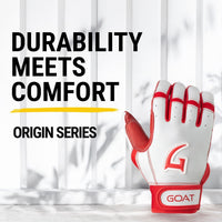 Origin Series Short Cuff White and Red Batting Gloves