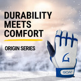 Origin Series Short Cuff White and Royal Blue Batting Gloves