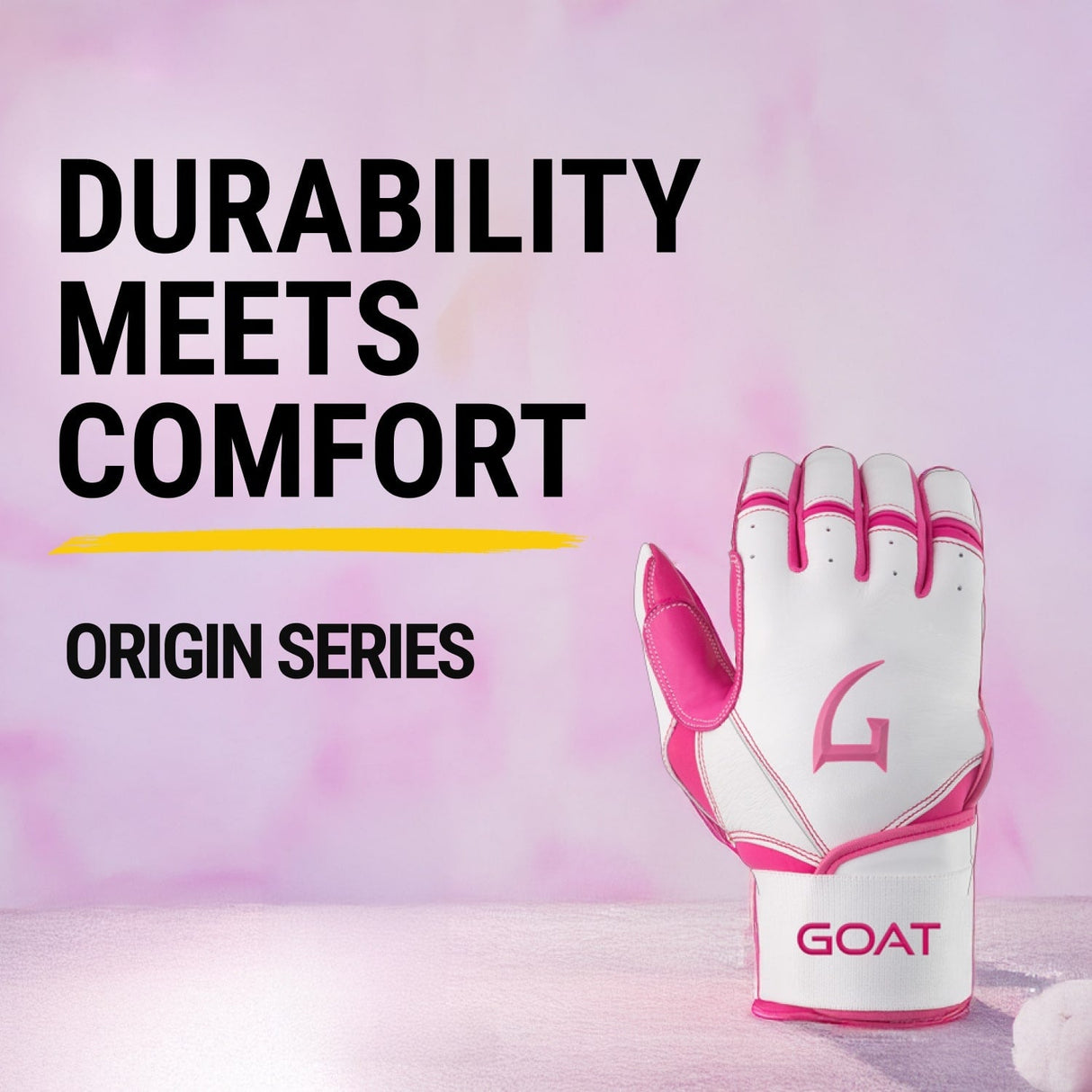 Origin Series Long Cuff White and Pink Batting Gloves