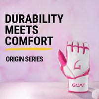Origin Series Long Cuff White and Pink Batting Gloves