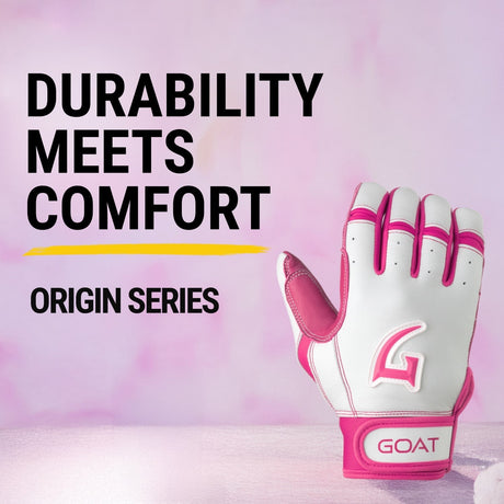 Origin Series Short Cuff White and Pink Batting Gloves