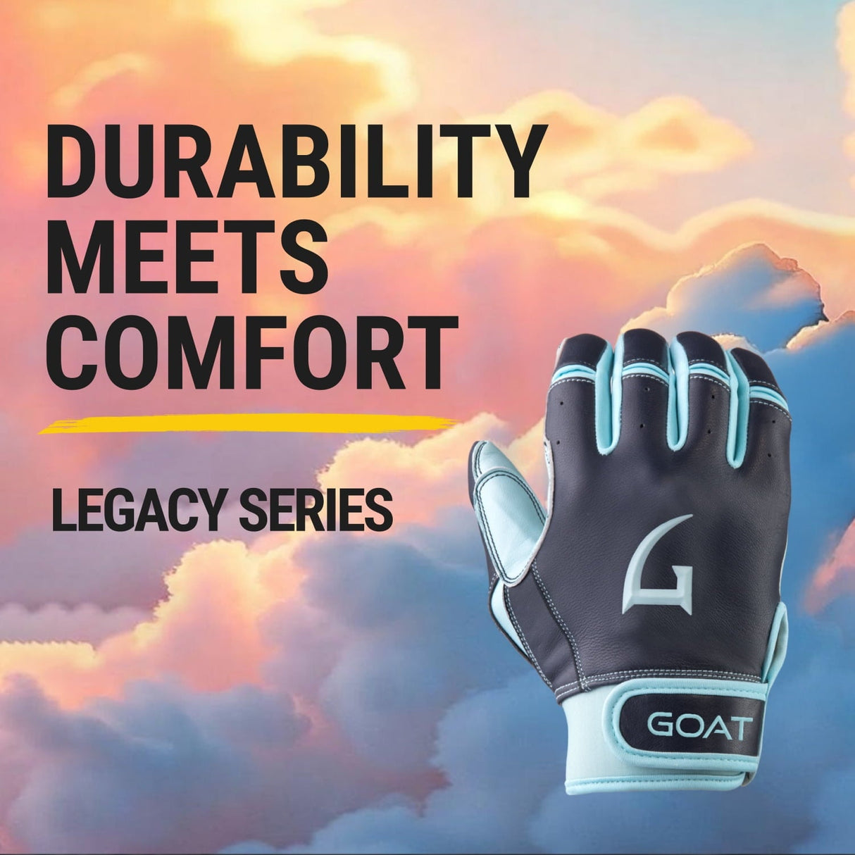 Legacy Series Short Cuff Navy Blue and Powder Blue Batting Gloves