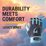 Legacy Series Short Cuff Navy Blue and Powder Blue Batting Gloves