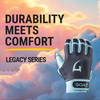 Legacy Series Short Cuff Navy Blue and Powder Blue Batting Gloves