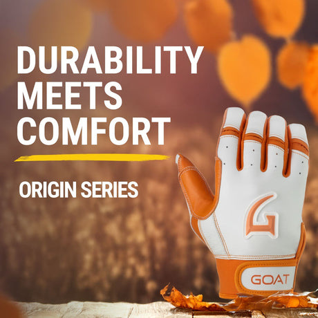 Origin Series Short Cuff White and Orange Batting Gloves