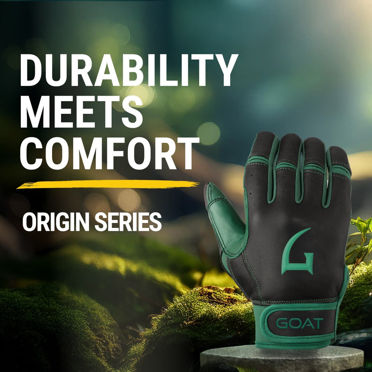 Origin Series Short Cuff Black and Green Batting Gloves