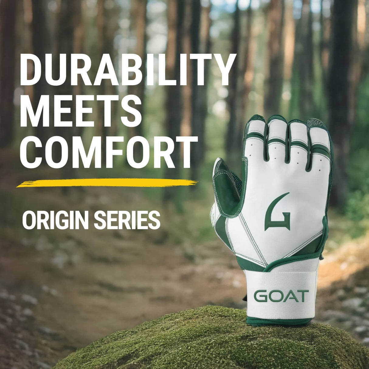 Origin Series Long Cuff White and Green Batting Gloves