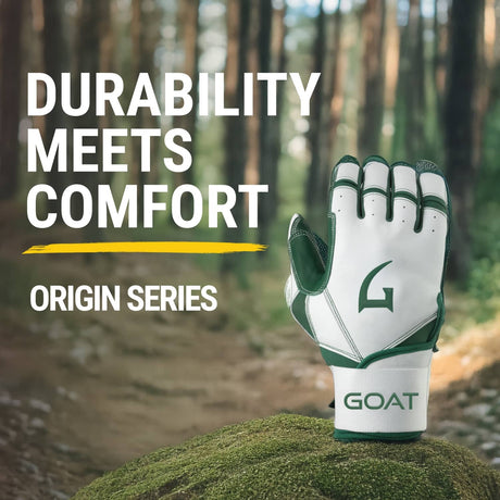 Origin Series Long Cuff White and Green Batting Gloves