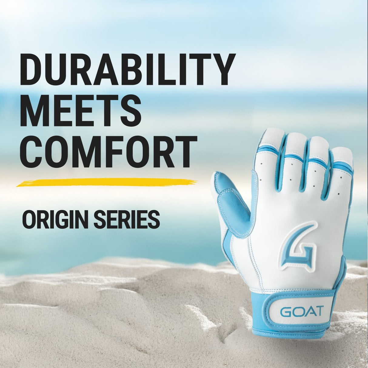 Origin Series Short Cuff White and Electric Blue Batting Gloves