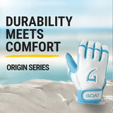 Origin Series Short Cuff White and Electric Blue Batting Gloves