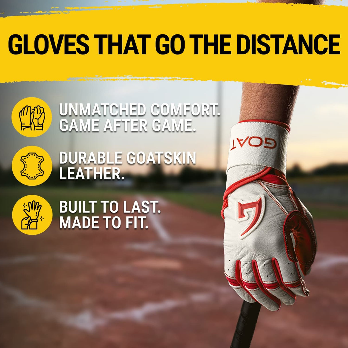 Origin Series Long Cuff White and Red Batting Gloves