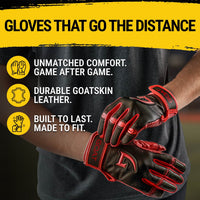 Origin Series Short Cuff Black and Red Batting Gloves