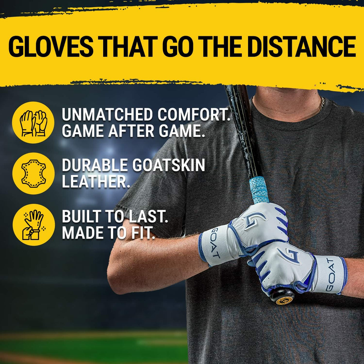 Origin Series Long Cuff White & Royal Blue Batting Gloves