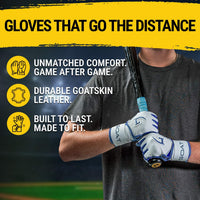 Origin Series Long Cuff White & Royal Blue Batting Gloves