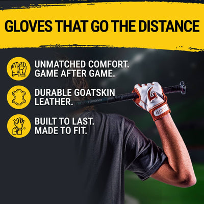 Origin Series Short Cuff White and Red Batting Gloves