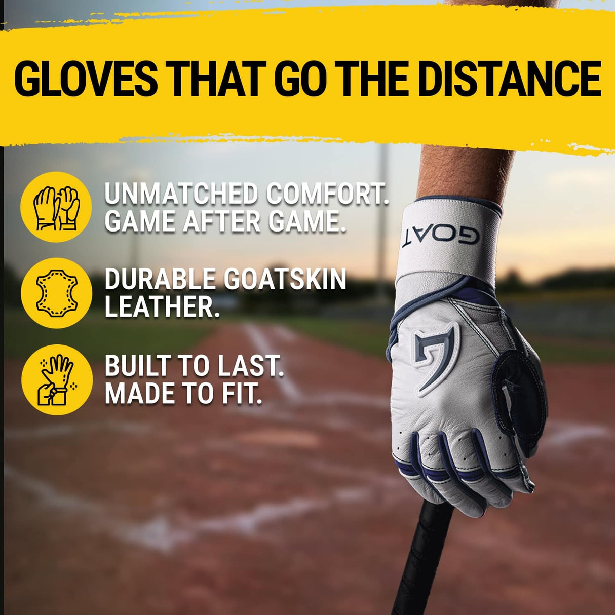 Origin Series Long Cuff White and Navy Blue Batting Gloves