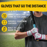 Origin Series Long Cuff White and Pink Batting Gloves