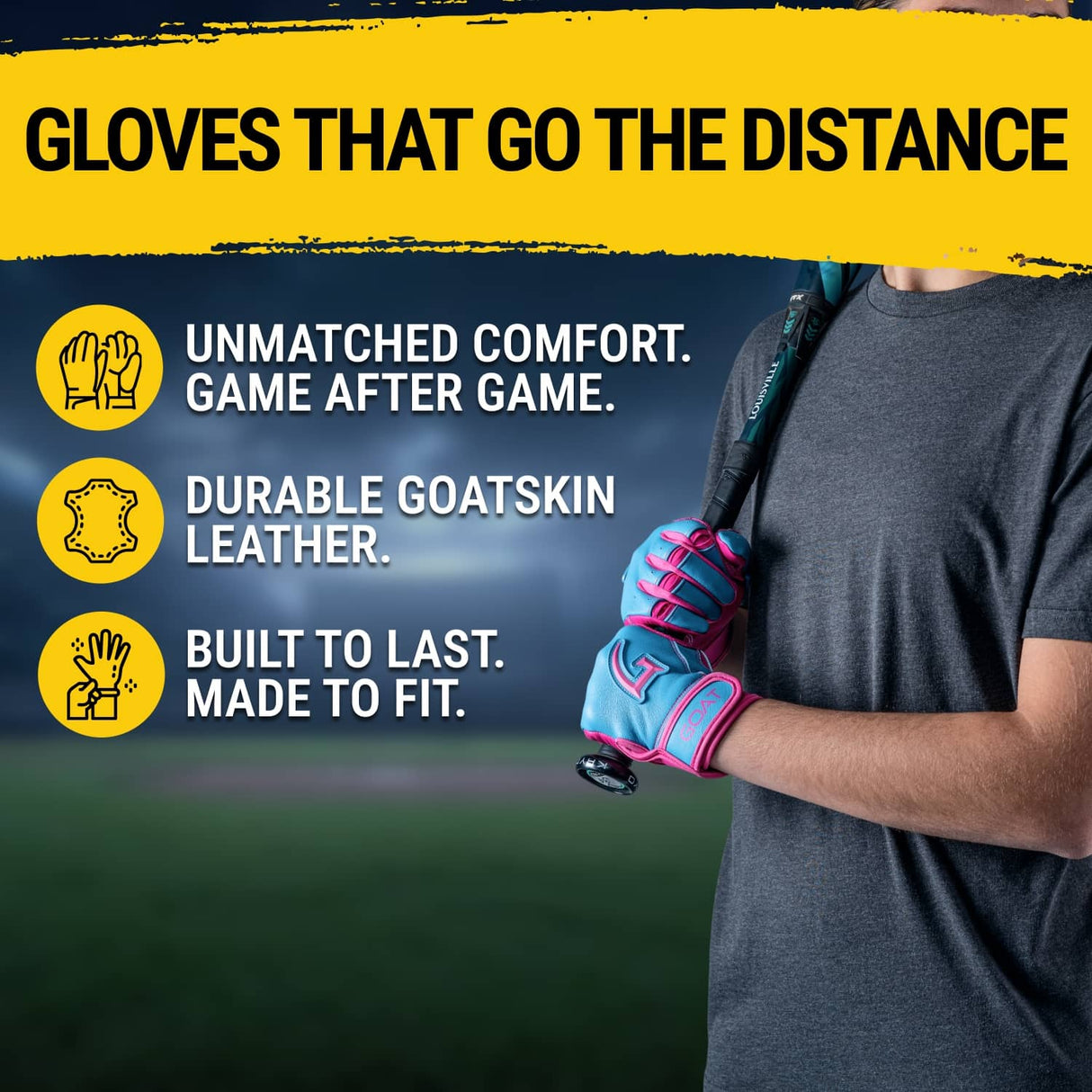 Legacy Series Short Cuff Electric Blue and Pink Batting Gloves